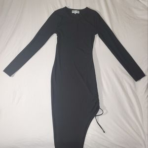 Womens long sleeve black midi bodycon dress